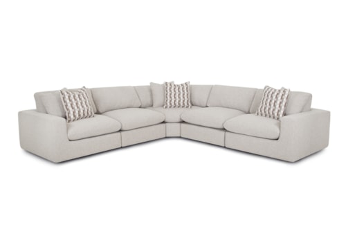 Contemporary 5-Piece Sectional Sofa with Throw Pillows