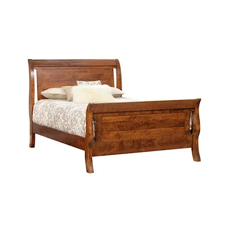 Transitional Queen Sleigh Bed in Cherry Finish