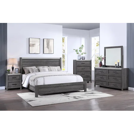 Rustic 5-Piece Panel Bed Bedroom Set - Queen