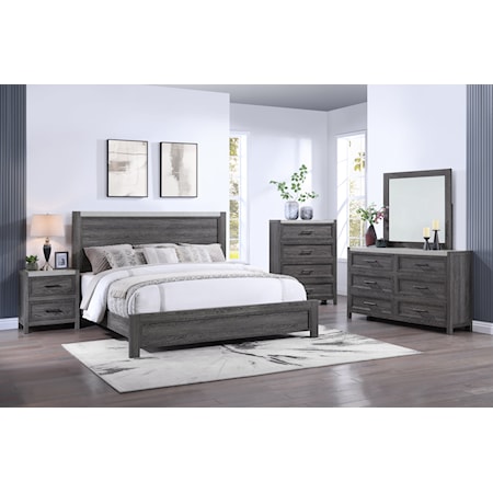 Rustic 5-Piece Panel Bed Bedroom Set - King