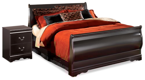 2pc Queen Sleigh Bed & Nightstand 