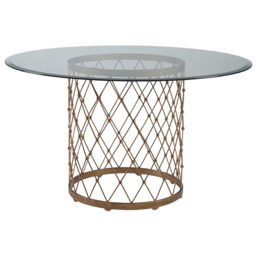 Royere Dining Table With 54 Inch Round Glass Top