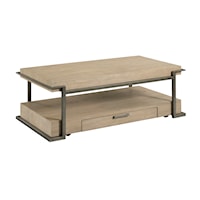 Contemporary Rectangular Coffee Table with Wood Shelf