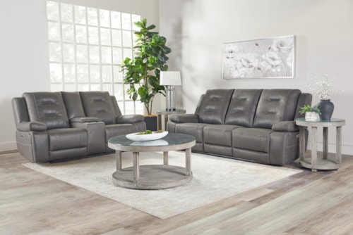 Casual Power Reclining Sofa and Loveseat Set with USB/USB-C Ports