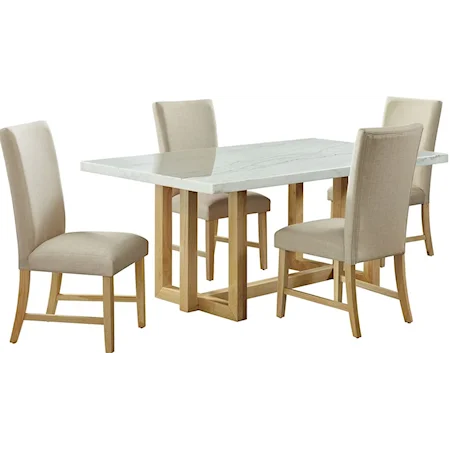 Morris 5PC Dining Set in Natural-Table and Four Chairs