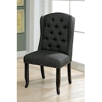Set of 2 Wing Back Chairs with Tufting