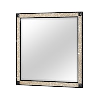 Contemporary Dresser Mirror with Gold and Black Trim