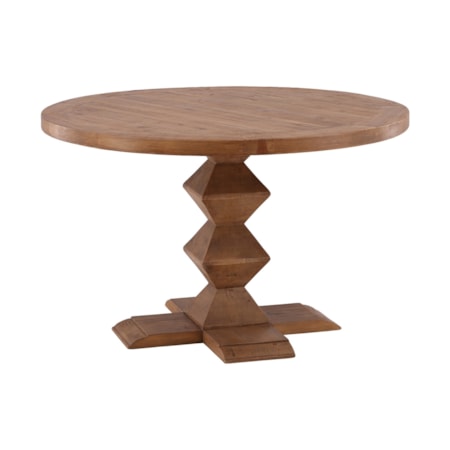 Round Dining Table with Geometric Pedestal