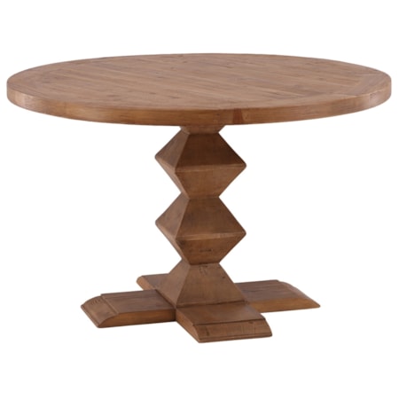 Round Dining Table with Geometric Pedestal