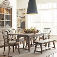 6-Piece Dining set with Clarendon Table, Spindle Back Chairs, and Bench