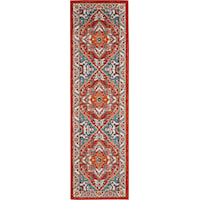 2'2" x 7'6" Red Multi Colored Runner Rug