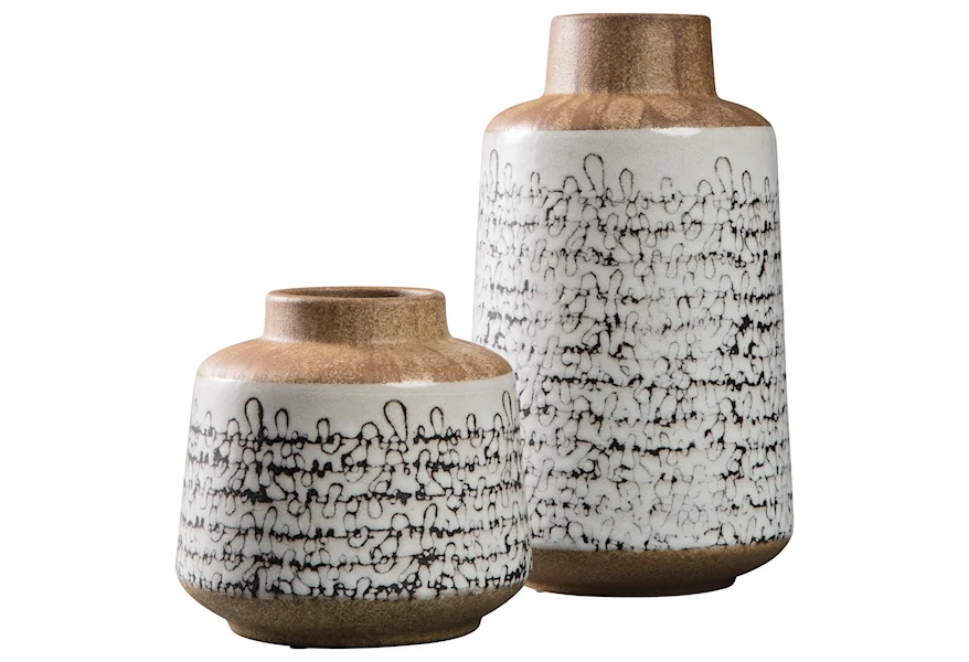 Accents Meghan Tan/Black Vase Set by Signature Design by Ashley at Elgin Furniture
