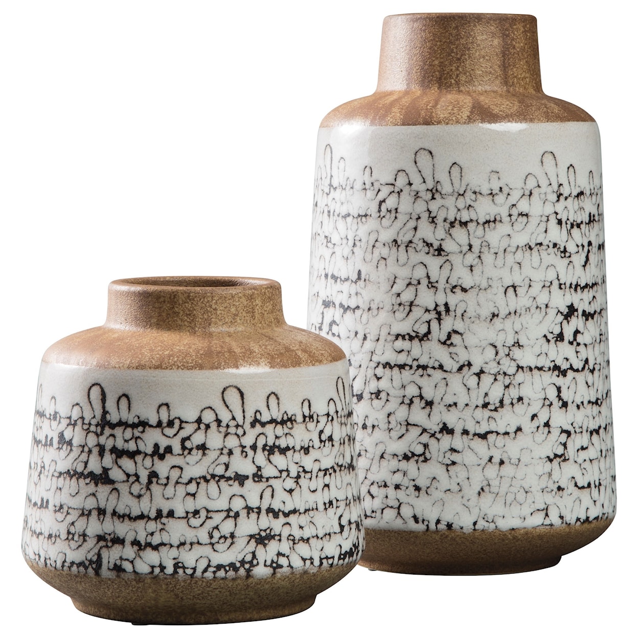 Signature Design Accents Meghan Tan/Black Vase Set
