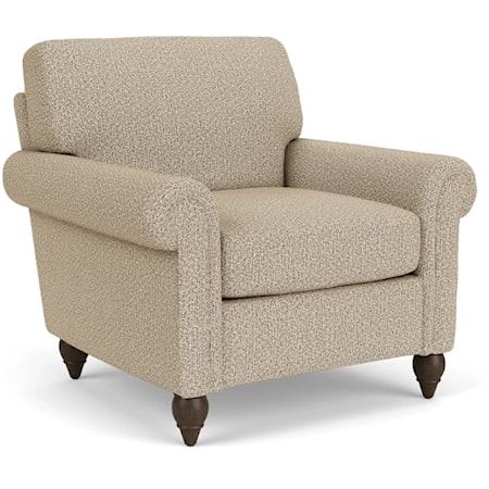 Transitional Accent Chair with Rolled Arms