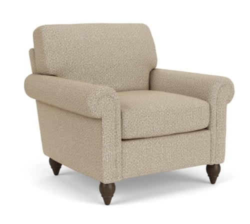 Transitional Accent Chair with Rolled Arms