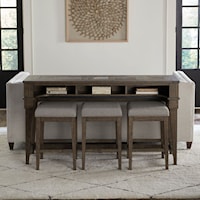 Rustic Contemporary 4-Piece Console Bar Table and Stool Set