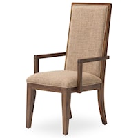 Rustic Upholstered Arm Chair with Squared Arms
