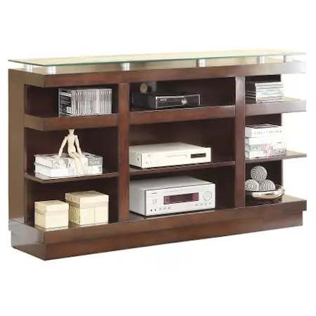 Contemporary 9-Shelf TV Stand with Glass Top
