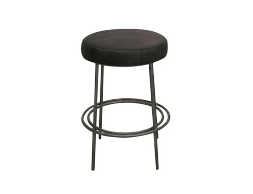 Transitional 24" Upholstered Barstool with Iron Base