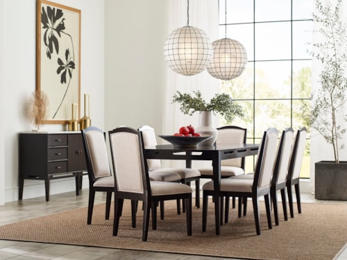 Transitional 9-Piece Dining Set with 18" Leaf