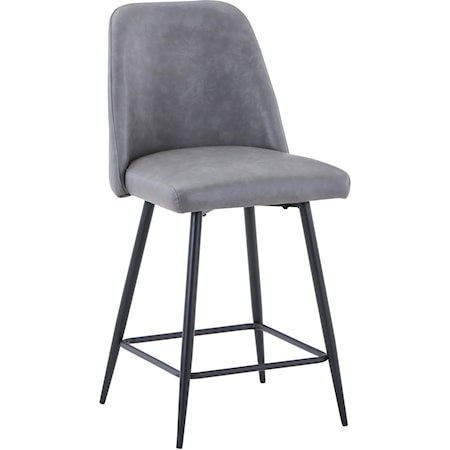 Maddox Contemporary Upholstered Dining Stool - Grey