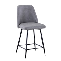 Maddox Contemporary Upholstered Dining Stool - Grey