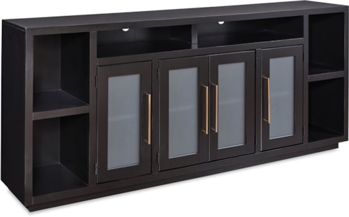 Contemporary 84" Console with 4 Doors and Wire Management