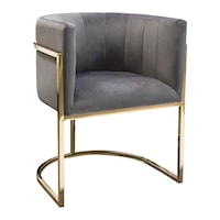 Dining Chair in Grey Velvet with Polished Gold Frame