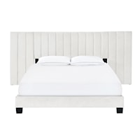 Contemporary Queen One Box Channeled Wall Upholstered Bed - Ivory