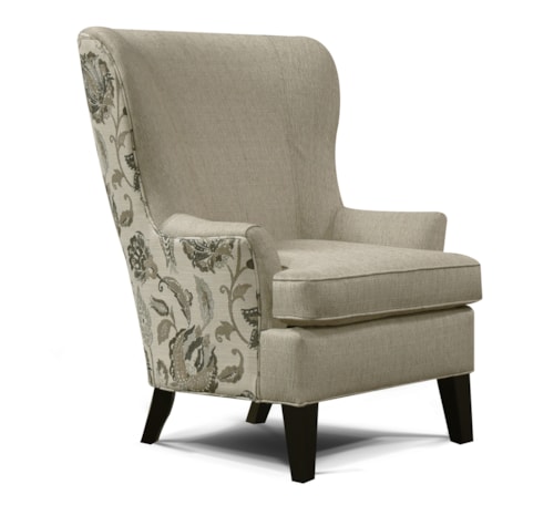 Transitional Wing Back Accent Chair with Tapered Legs