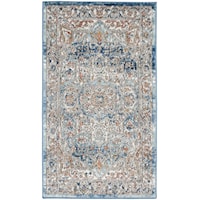 2'2" x 3'9" Ivory Blue Rectangle Rug