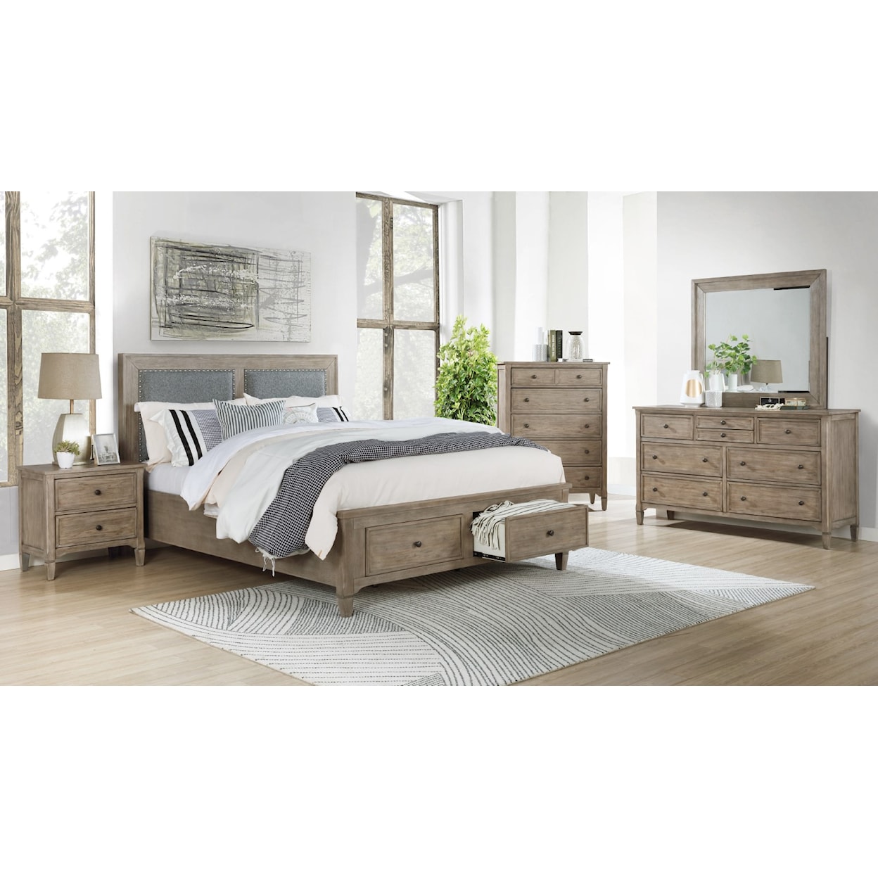 Furniture of America Anneke California King Upholstered Panel Bed