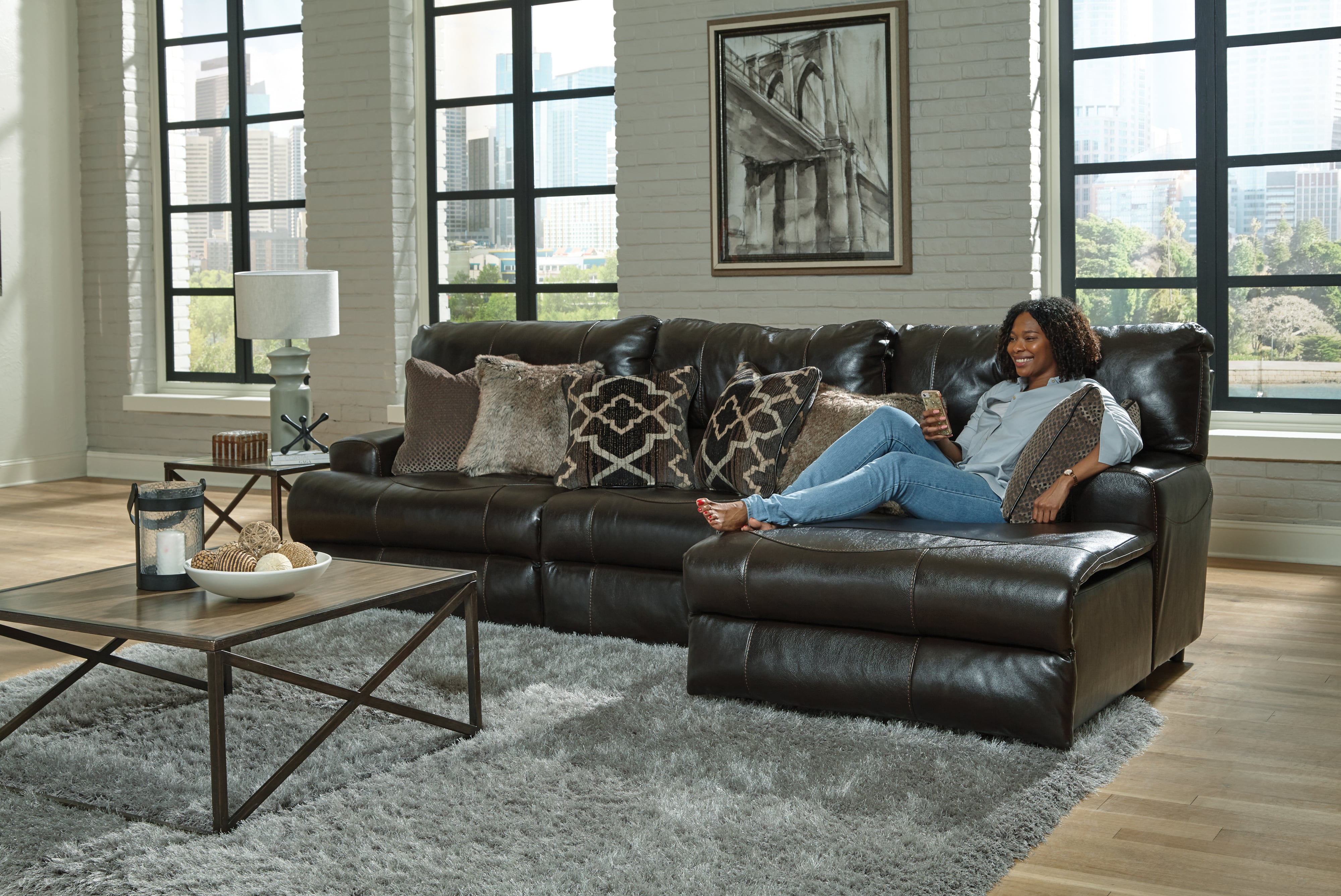 3-Piece Reclining Chaise Sectional Sofa