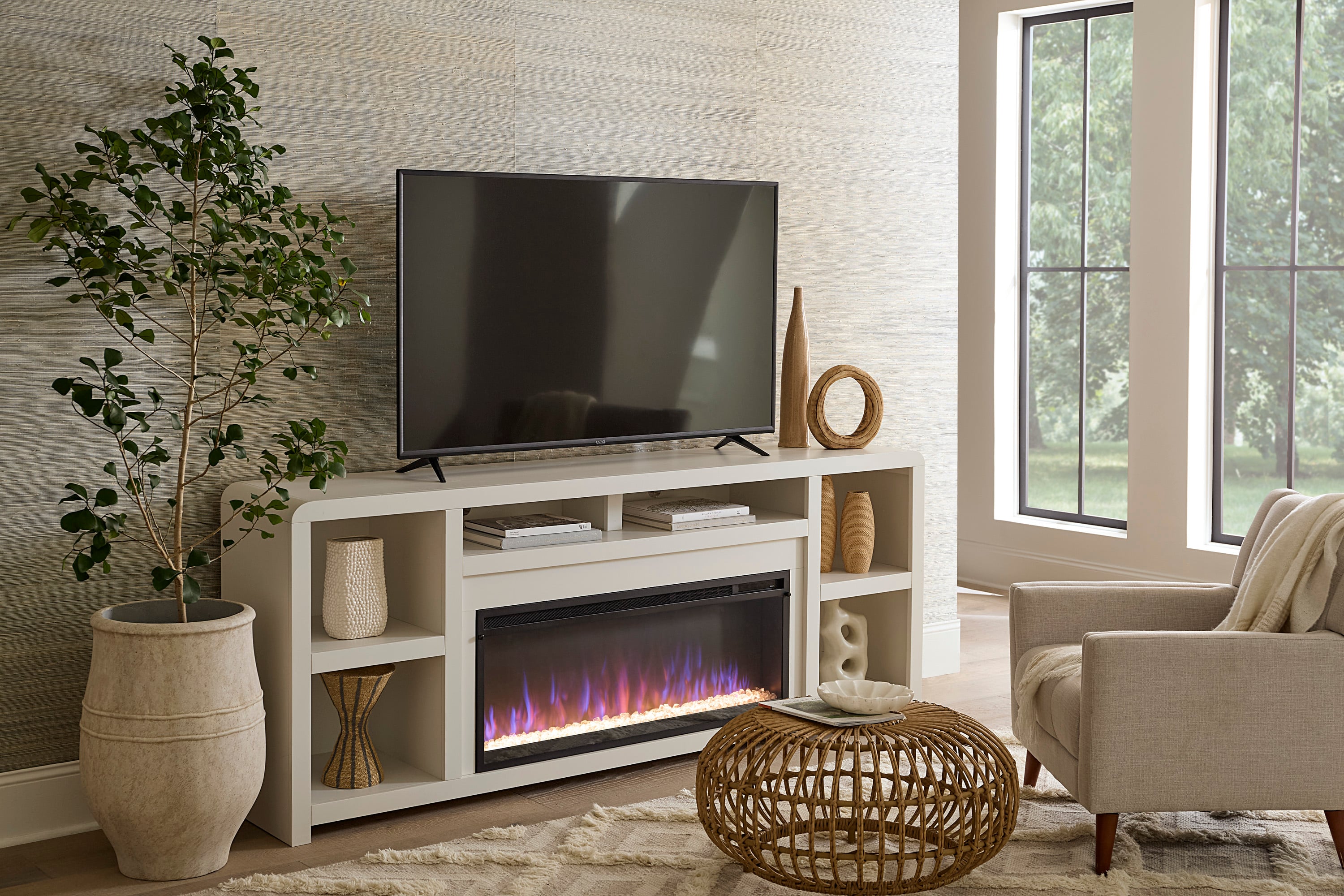 6-Shelf 84" Fireplace Console