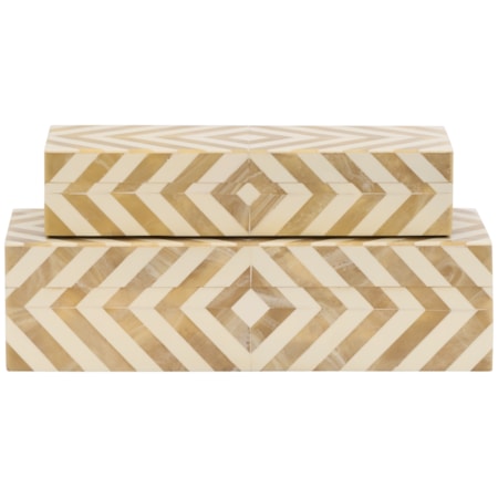 Chevron Bone Inlay Boxes (Pr)