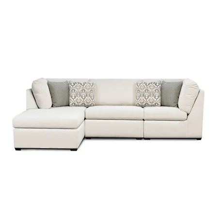 Contemporary 4-Piece Armless Sectional Sofa with Short Block Legs