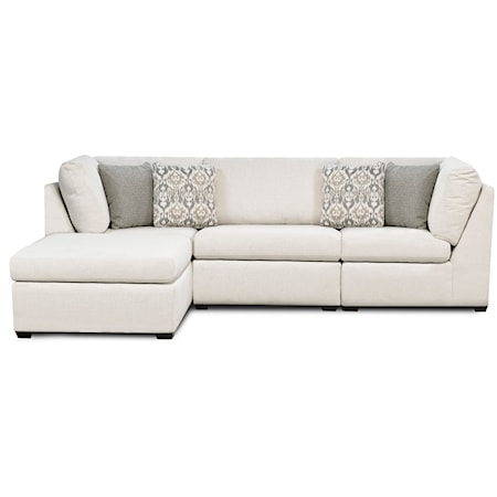 Contemporary 4-Piece Armless Sectional Sofa with Short Block Legs