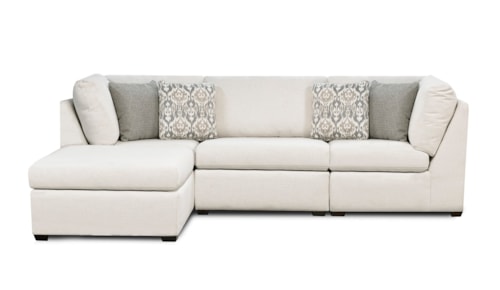 Contemporary 4-Piece Armless Sectional Sofa with Short Block Legs