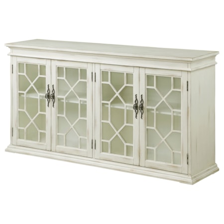 Wood Lattice Storage Accent Cabinet