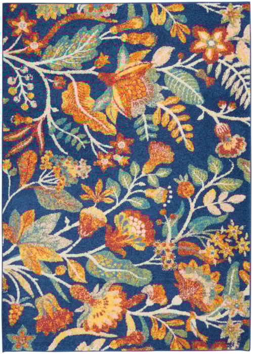 4' x 6' Navy Multicolor Rectangle Rug