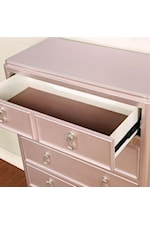 FUSA Ariston Transitional 5 Drawer Swivel Chest with Felt-Lined Top Drawers and Mirror Back