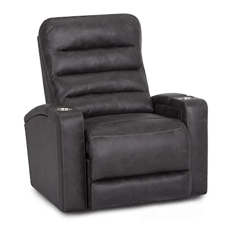 Casual Home Theater Recliner with Dual Arm Cupholders and Storage