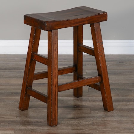 24"H Saddle Seat Stool, Wood Seat