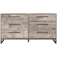 Rustic Dresser with Butcher Block Pattern and Metal Sled Legs