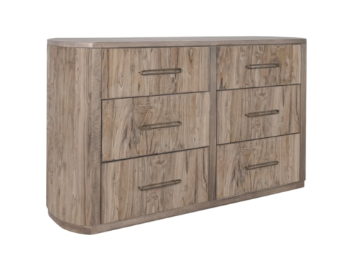 Modern Rustic 6-Drawer Dresser with Microfiber Lined Top Drawers