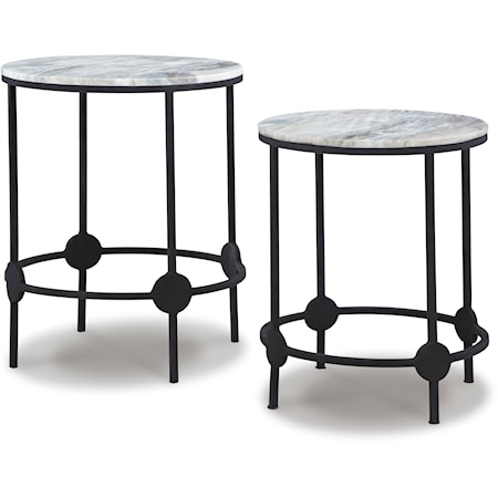 Accent Table (Set of 2) with Marble Top