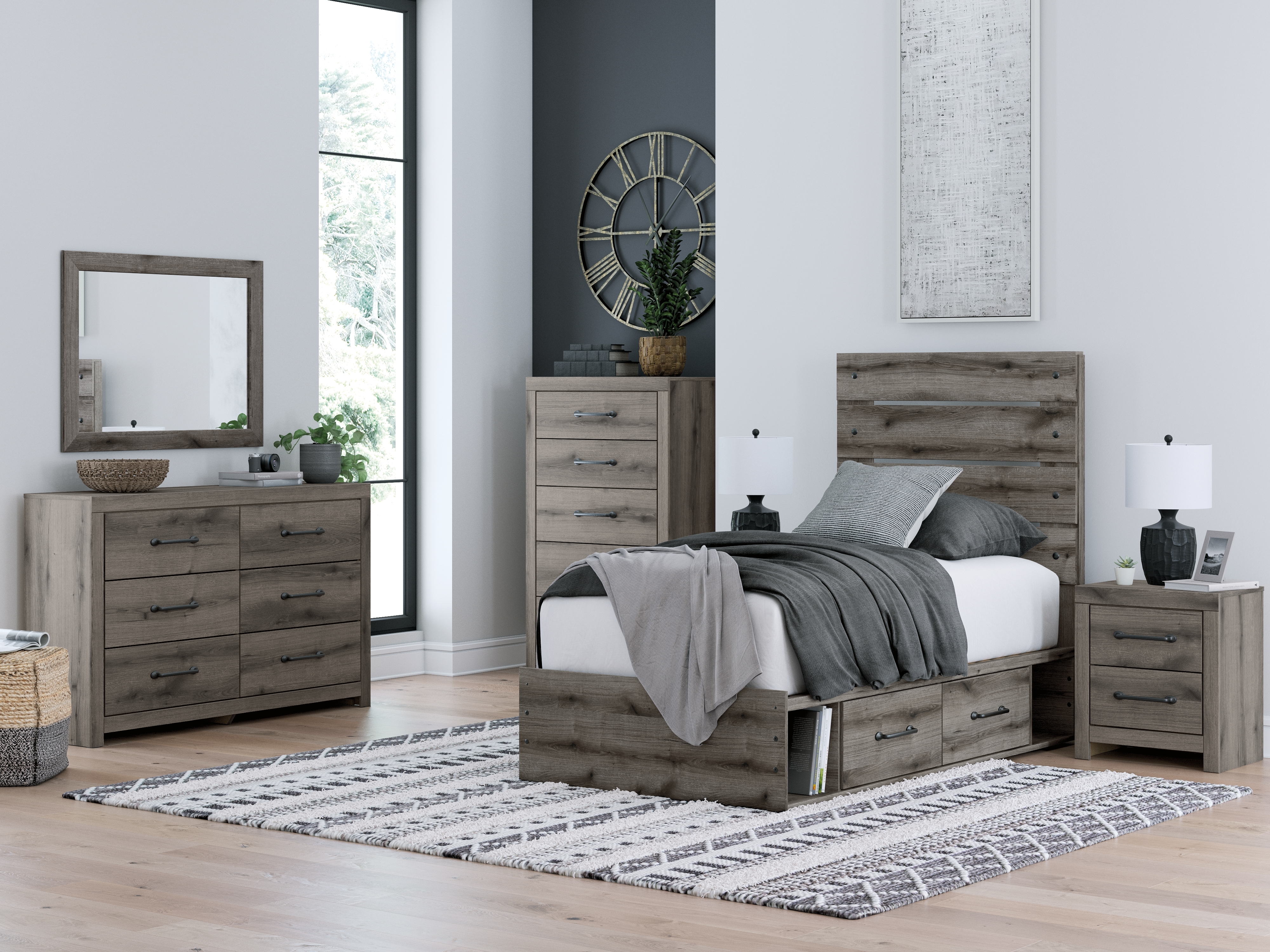 Ashley Signature Design Graystorm Twin Panel Storage Bed