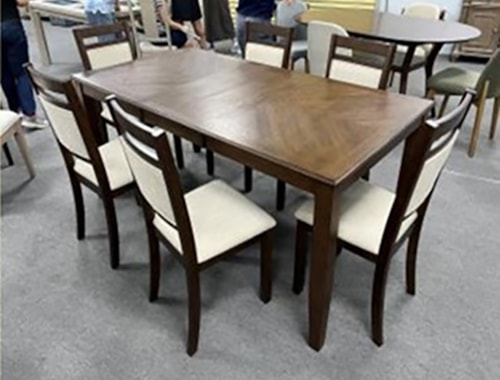 Transitional 7-Piece Dinette Set with Tapered Legs