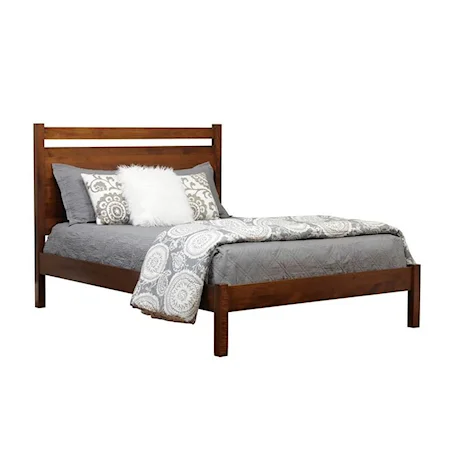 Transitional Queen Panel Bed in Rustic Cherry Finish