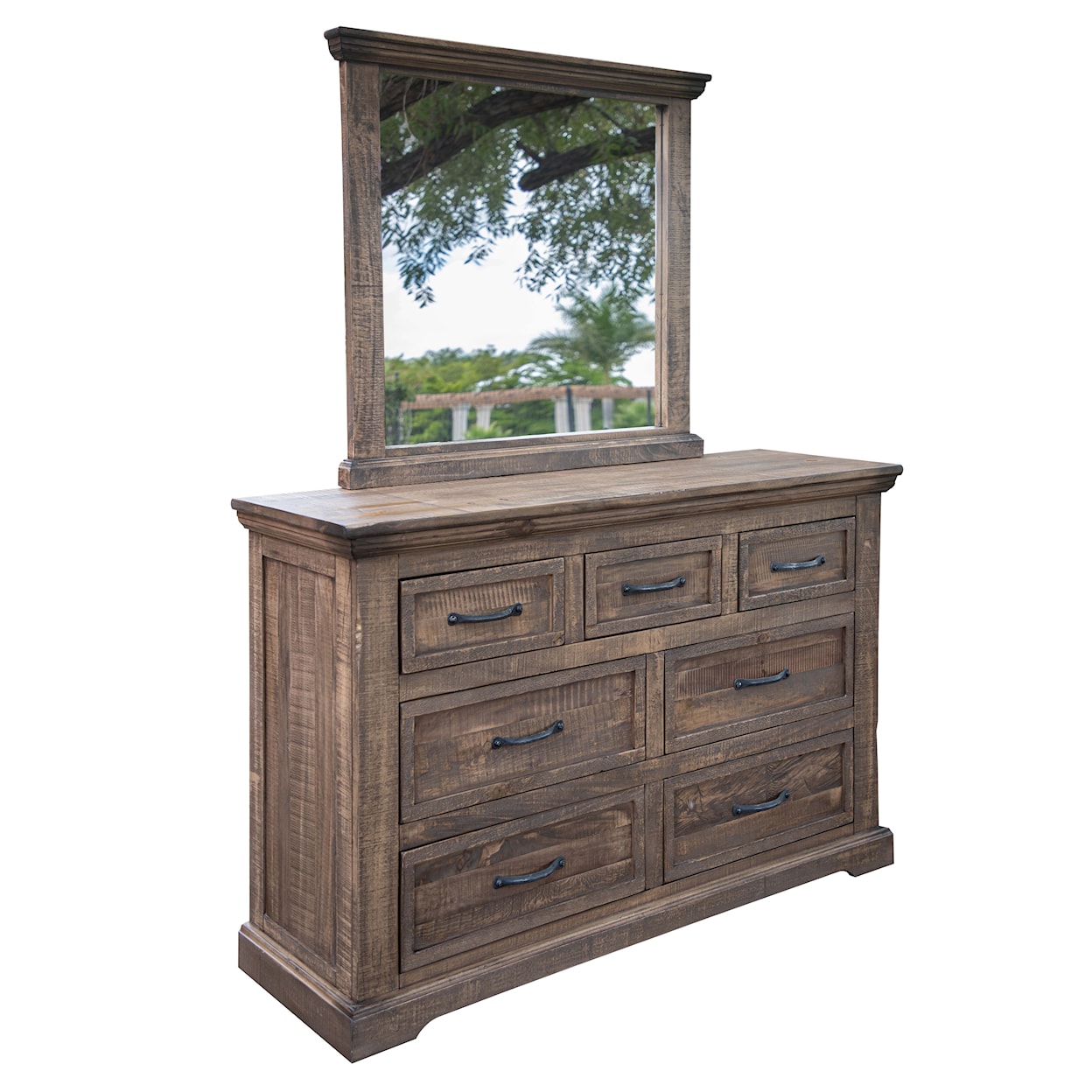 International Furniture Direct Madeira Dresser and Mirror Set